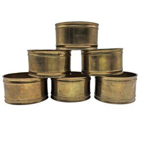 Vintage Brass Oval Napkin Rings Set Of 6 Rustic Table Decor
